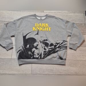 New Batman Men's Dark Knight Graphic Crewneck Sweater - Gray and Yellow